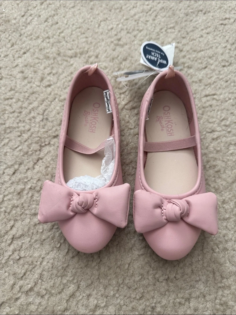 NWT OshKosh B'gosh Light Pink Bow Mary Jane Flats - Size 8